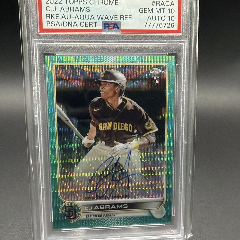 Topps Chrome 2022 C.J. Abrams Aqua Wave Rookie Auto #RA-CA /199 PSA 10/10 gallery