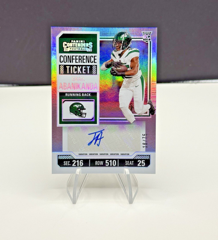 2023 Panini Contenders Israel Abanikanda Rookie Auto Silver Holo Jets /75 SSP RC