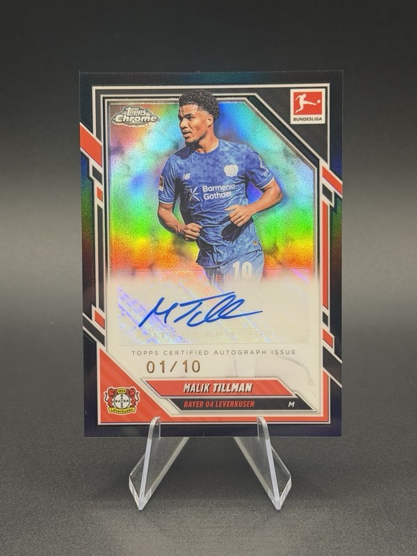 2025/26 Topps Chrome Bundesliga Malik Tillman True Black Refractor Auto /10