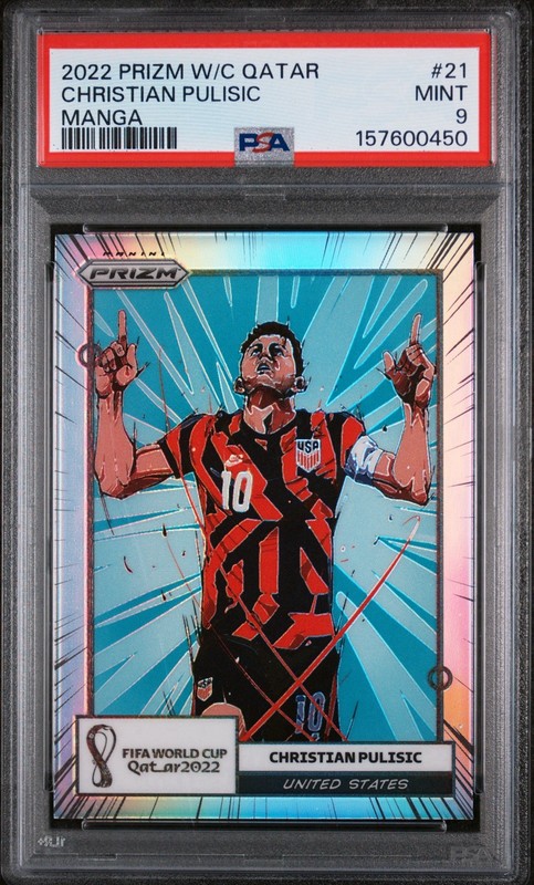 2022 PANINI PRIZM WORLD CUP QATAR MANGA #21 CHRISTIAN PULISIC PSA 9