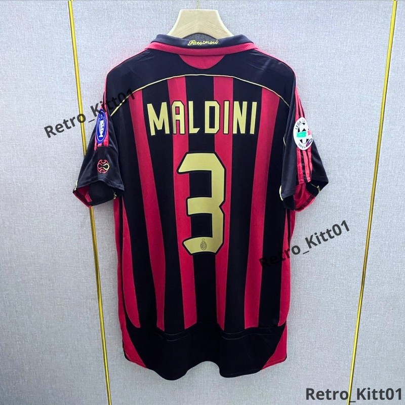 MALDINI #3 AC Milan Jersey 2006/2007 Short Sleeve Retro Shirt L