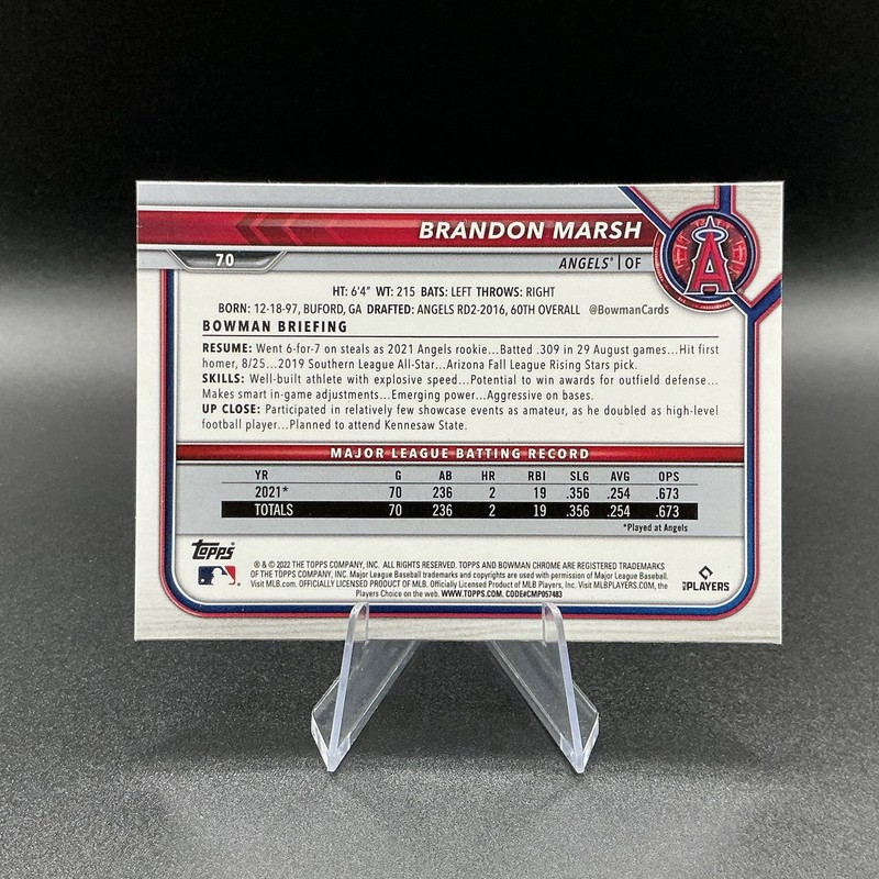 2022 Bowman Chrome Sapphire Edition - Brandon Marsh #70 (RC) gallery