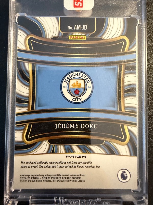 SEALED Panini 2024-25 Select Premier League Jérémy Doku Auto Patch Prizm #AM-JD gallery