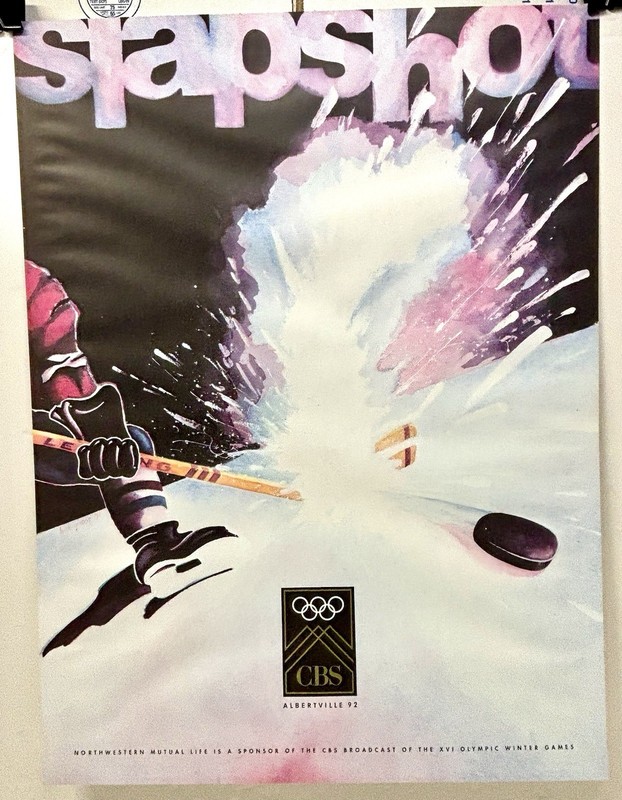 Albertville 1992 Winter Olympics Poster CBS Sports Men’s Hockey 24 x 18
