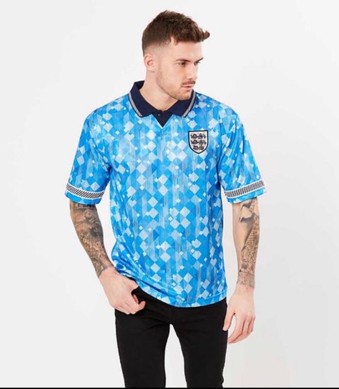 ENGLAND 1990 THIRD RETRO FOOTBALL SHIRT SOCCER JERSEY SCORE DRAW Small