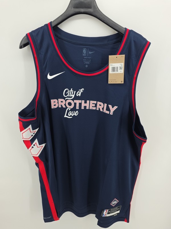 Nike Dri-fit NBA Philadelphia 76ers City Edition Navy Red White Jersey 56 2XL