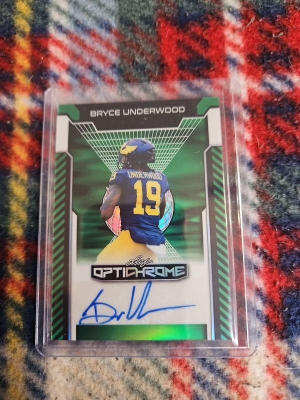 2025 LEAF OPTICHROME HOLO ROOKIE AUTO 2/6 BRYCE UNDERWOOD MICHIGAN WOLVERINES 🔥 gallery