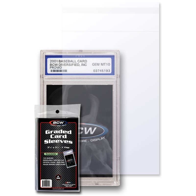 200 BCW Resealable Bags for Graded Cards GSA PSA Beckett BGS Coin Poly Sleeves gallery