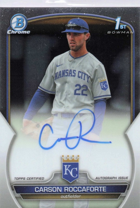 Carson Roccaforte 2023 Bowman Draft #CDA-CR Chrome Prospect Autographs Auto