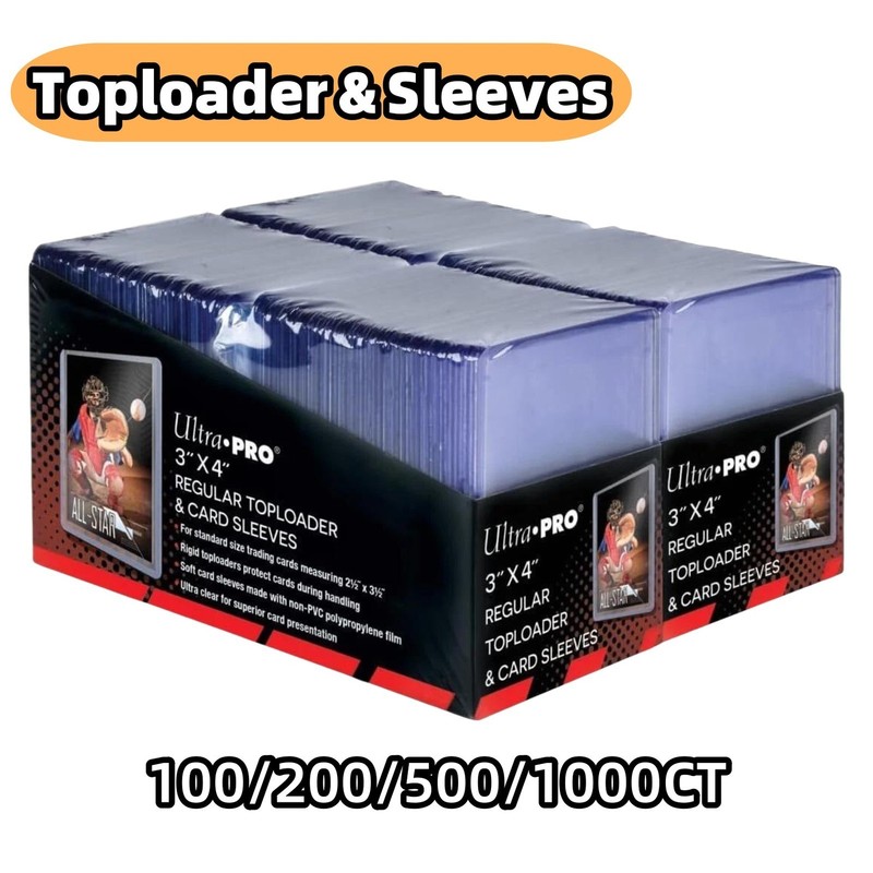 100/200/500/1000/2000CT Regular TopLoader & Free Sleeves For 35pt Trading Cards