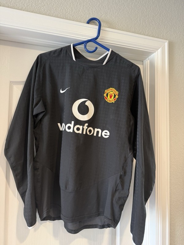 Nike Manchester United Black Long Sleeve Soccer Jersey Vodafone Saha #9 size M