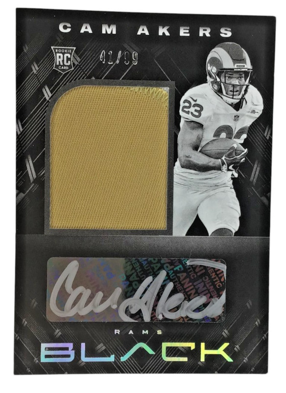 2020 Panini Black Silver Rookie Patch Autographs Cam Akers #41 /99 (AU, MEM, RC)