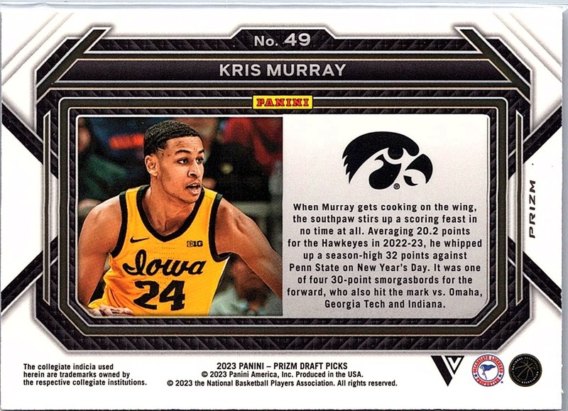 2023 Panini Prizm Draft Picks #49 Kris Murray Purple Wave gallery