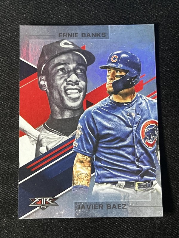 2019 Topps Fire #LL-14 Javier Baez / Ernie Banks Lasting Legacies