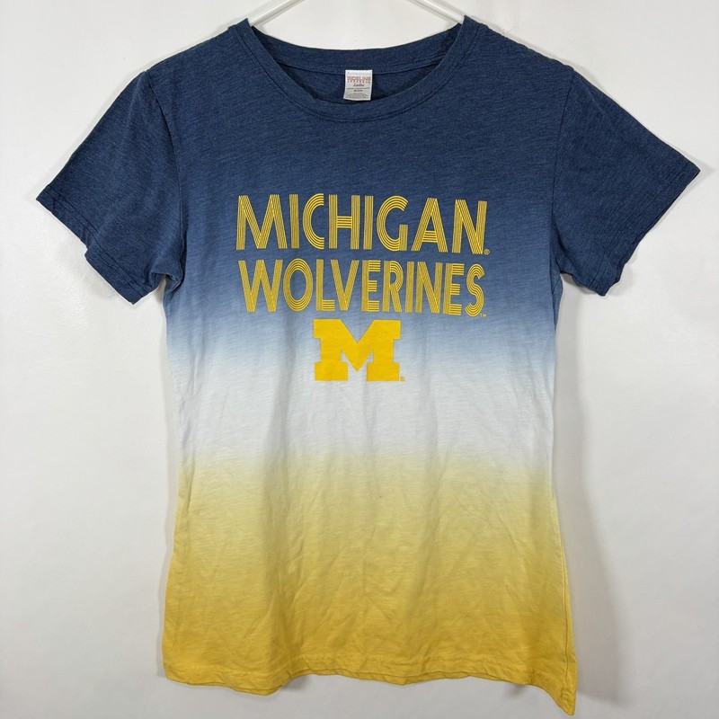 Michigan Wolverines Sideline Apparel T Shirt Womens Size Small Blue Yellow