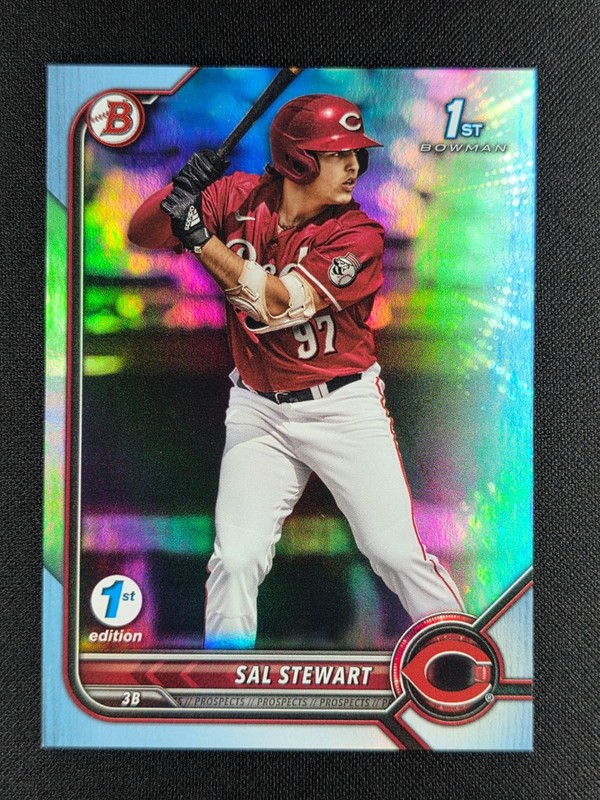 Sal Stewart 2022 Bowman Draft 1st Edition Sky Blue Foil #BD-122 REDS