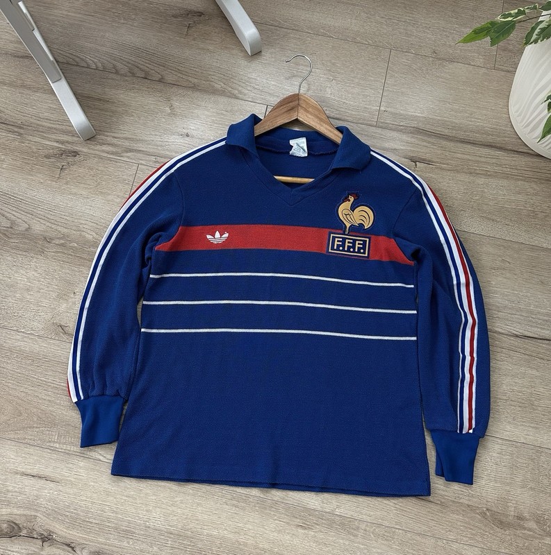 France 1984-1986 Home Adidas Ventex Long Sleeve Rare Jersey Size 61/47 Cm
