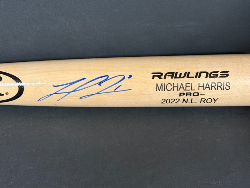 Michael Harris Braves Signed Engraved Bat Blonde Beckett Hologram 2022 NL ROY gallery