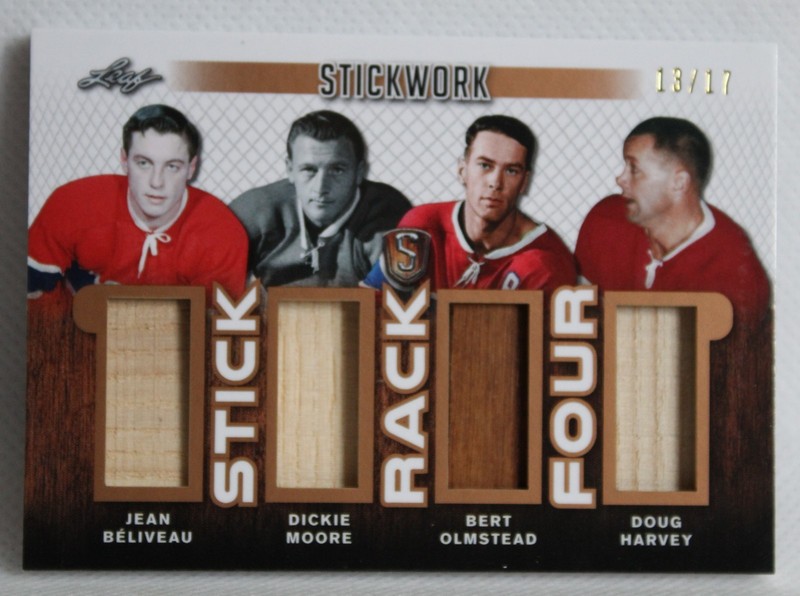 Beliveau, Moore, Olmstead, Harvey – 2017-18 Leaf Stickwork Stick Rack Four 13/17