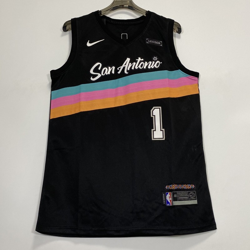 2026 Playoffs Wemby #1 Sewned Black Sports Jersey ,Size：S-XXL