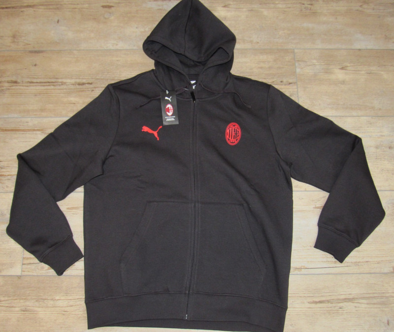 Puma AC Milan Black Hooded Jacket Hoodie Full Zip size Men’s Large