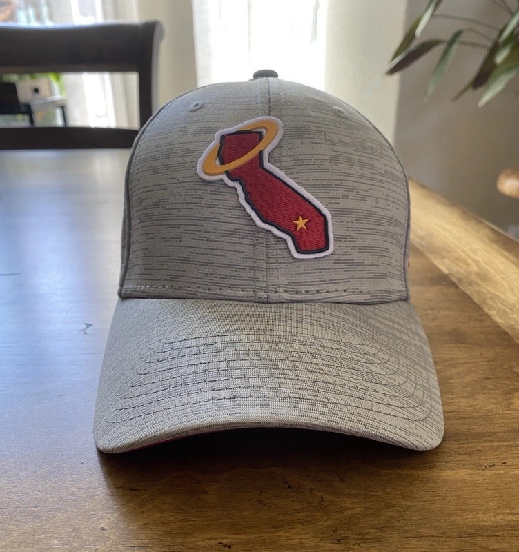 Los Angeles Angels New Era 39THIRTY Flex Fit Light Gray California Halo Hat L/XL