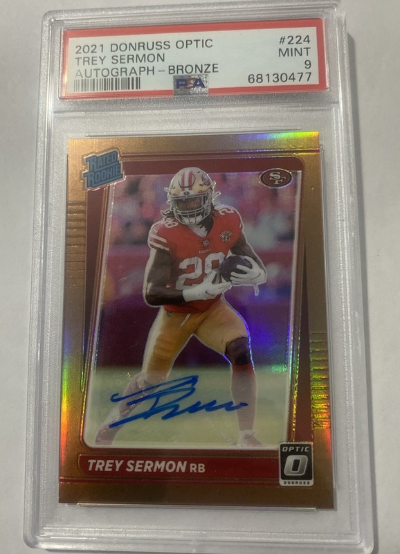 2021 Panini Donruss Optic – Rated Rookie RPS Trey Sermon #224 Bronze Prizm Auto