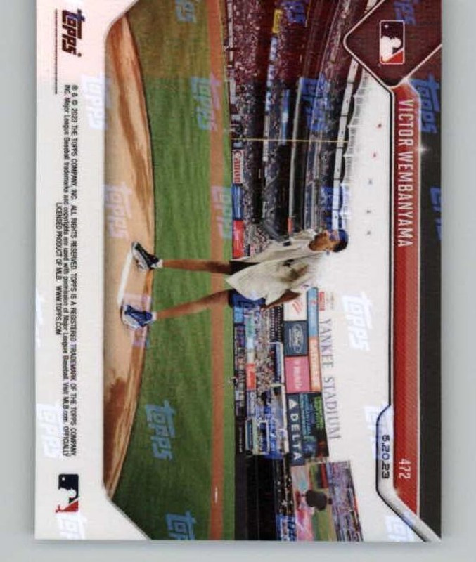 2023 Topps NOW #472 Victor Wembanyama RC Rookie Spurs Throw Pitch For Yankees gallery