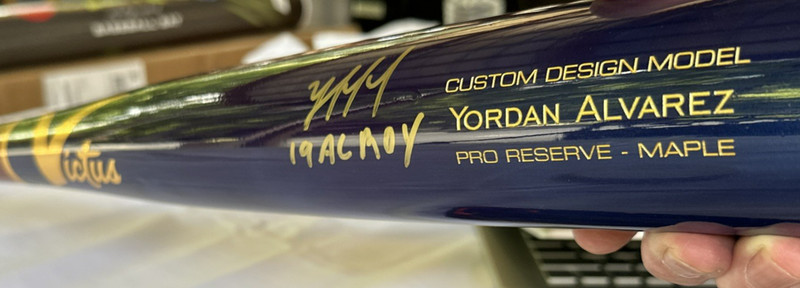 Yordan Alvarez Astros Signed Victus Custom Inscribed “19 AL ROY” BAS