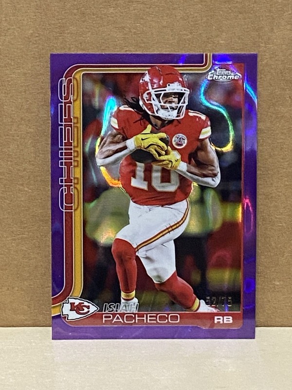 2025 Topps Chrome ISIAH PACHECO [No. 149] Purple Lava Refractor #/75 – KC Chiefs