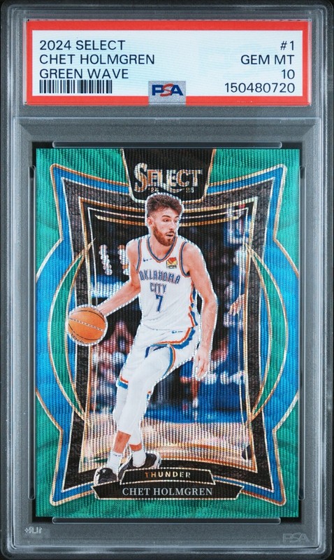 CHET HOLMGREN 2024-25 Select #1 Green Wave Prizm 36/50 PSA 10 Gem Mint (pop 1)