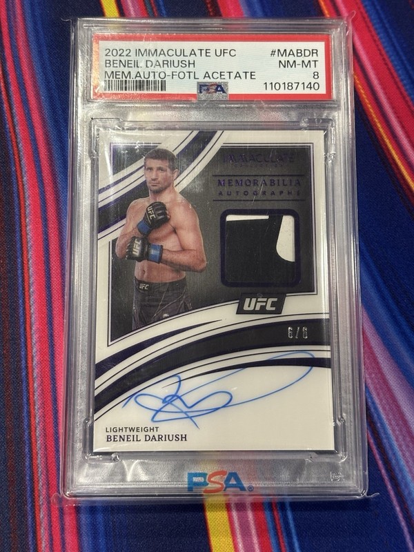 2022 Immaculate UFC Beneil Dariush Patch Auto FOTL 6/6 Purple PSA 8 Pop 1