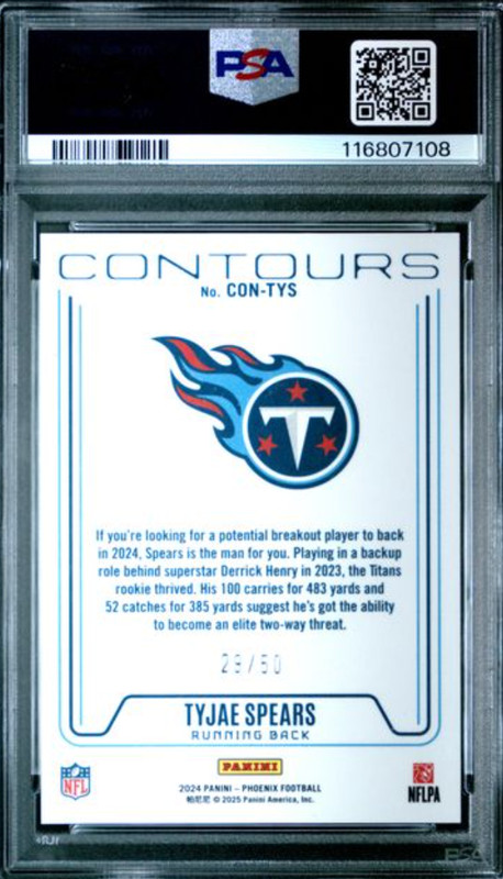 2024 PHOENIX #CONTYS TYJAE SPEARS CONTOURS-BLUE PSA GEM MT 10 gallery