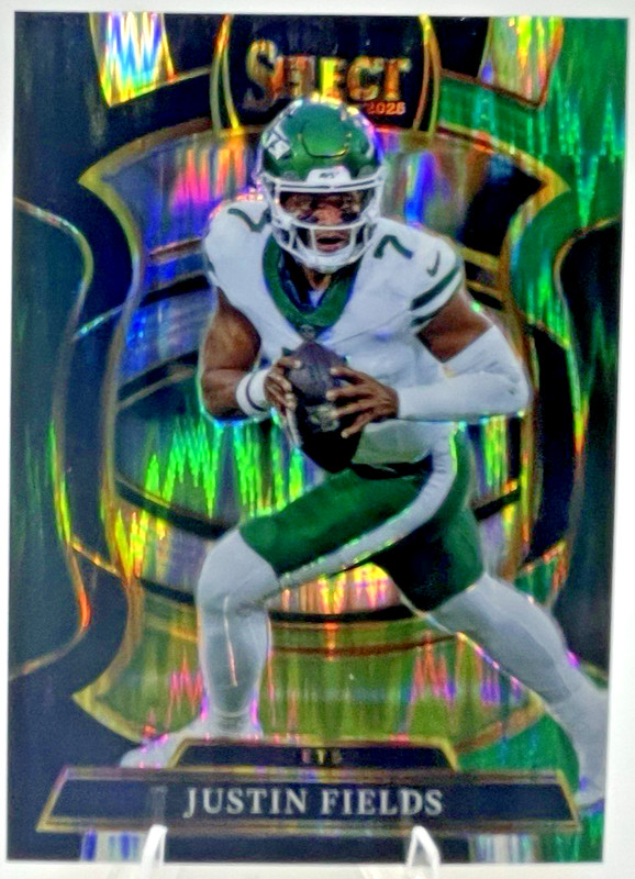 2025 Select Justin Fields Green Black Shock Prizm Concourse #75 Jets