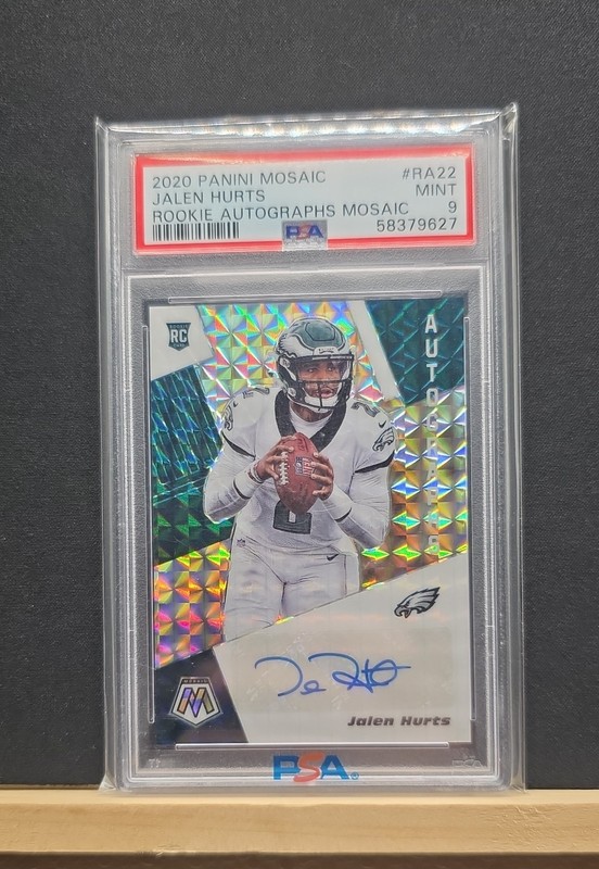 2020 Panini Mosaic – Rookie Autographs Mosaic Jalen Hurts #RA22 (AU, RC)