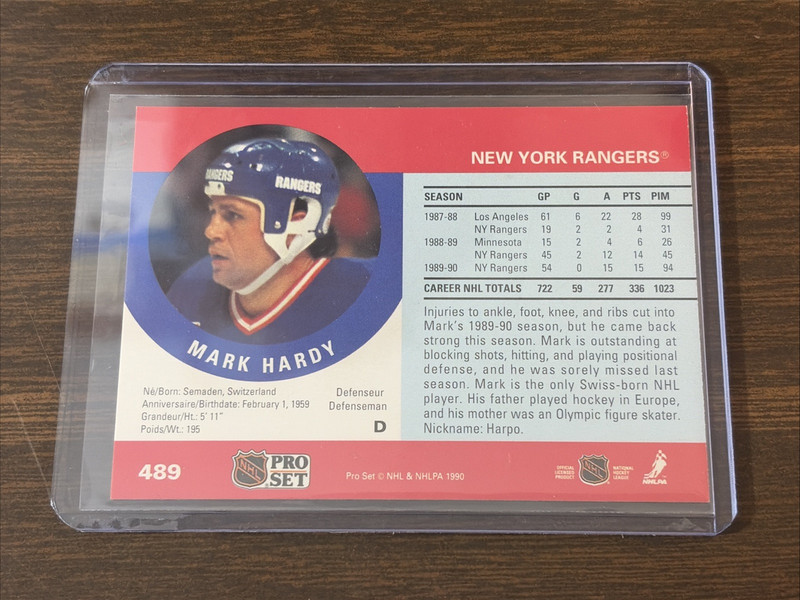 1990-91 Pro Set - Mark Hardy #489 New York Rangers (A) gallery