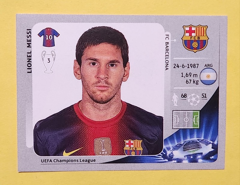 Lionel Messi 2012 Panini UEFA Champions League Sticker #460 FC Barcelona 🐐