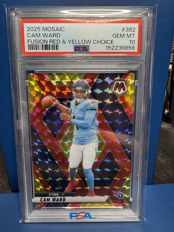 2025 Panini Mosaic Cam Ward RC Fusion Red Yellow Choice Prizm /89 PSA 10