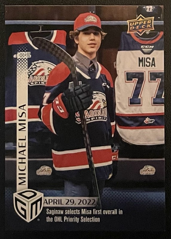 Michael Misa Rookie 2024 Upper Deck Game Dated Moments #1 (RC) – San Jose Sharks