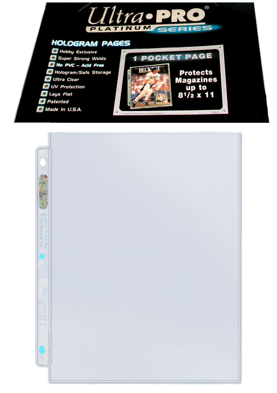 25 Ultra Pro Platinum 1-Pocket 8.5×11 Pages Sheets For Ring Binders Protectors