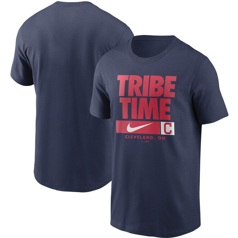 NIKE CLEVELAND INDIANS “TRIBE TIME” NAVY BLUE T-SHIRT NWT THE ONLY ONES ON EBAY!