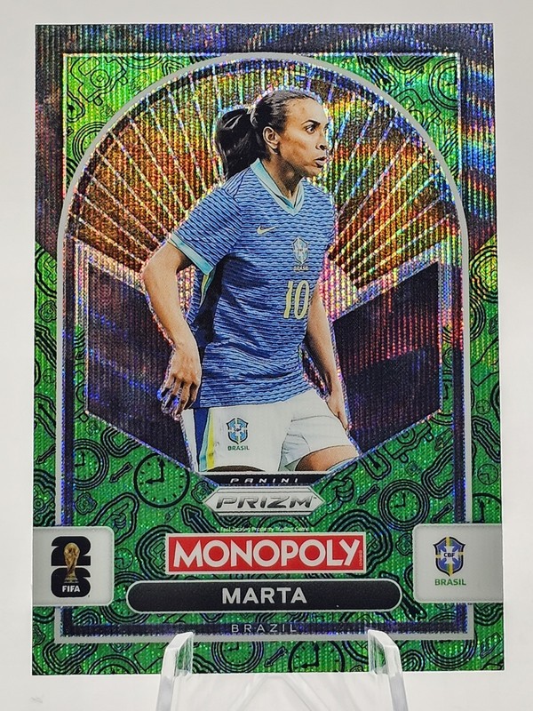 2026 Panini Prizm Monopoly FIFA World Cup Marta #96 Green Wave Prizm SP Brazil