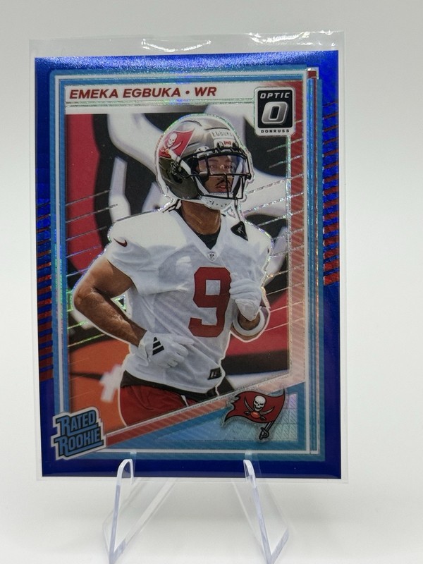2025 Panini Donruss Optic – Rated Rookie Emeka Egbuka #265 Blue Hyper Prizm (RC)