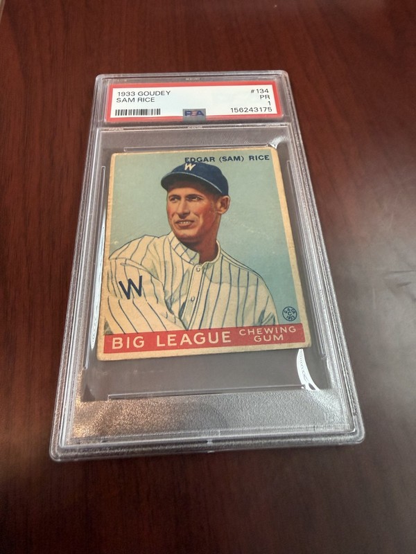1933 Goudey #134 Sam Rice HOF. PSA 1