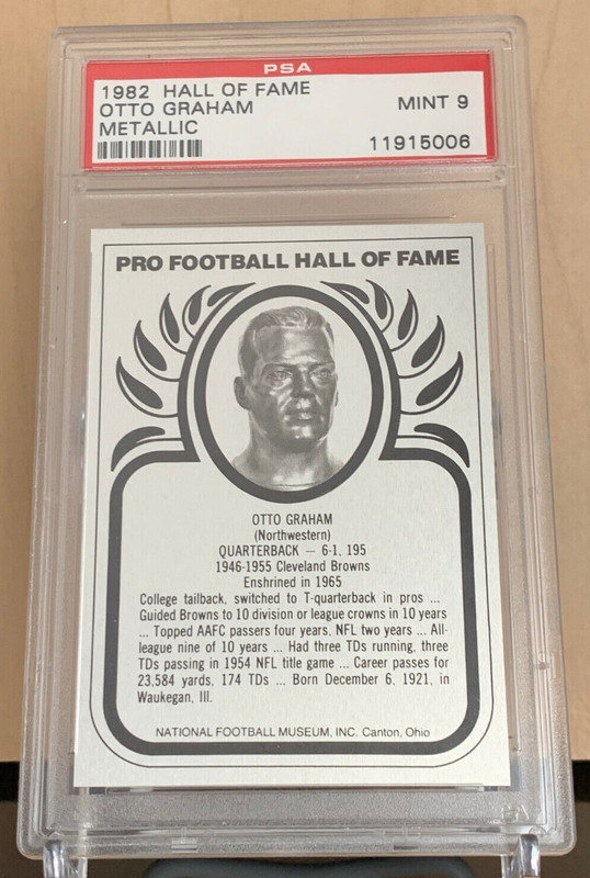 1982 Hall of Fame Metallic 💎 OTTO GRAHAM 💎 PSA 9 💎 POP 1 💎 (None Higher) 💎