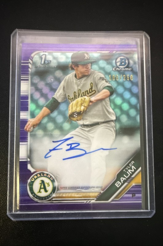 2019 Bowman Draft – Chrome Draft Pick Autographs Tyler Baum #CDA-TB Purple…