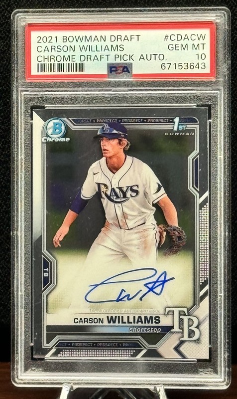 Carson Williams 2021 Bowman Draft Chrome Rookie 1st Card RC Auto PSA 10 #CDA-CW