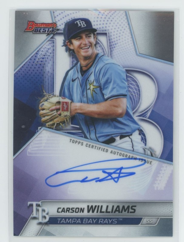 2025 Bowman’s Best of 2025 Autographs Carson Williams Auto Tampa Bay Rays