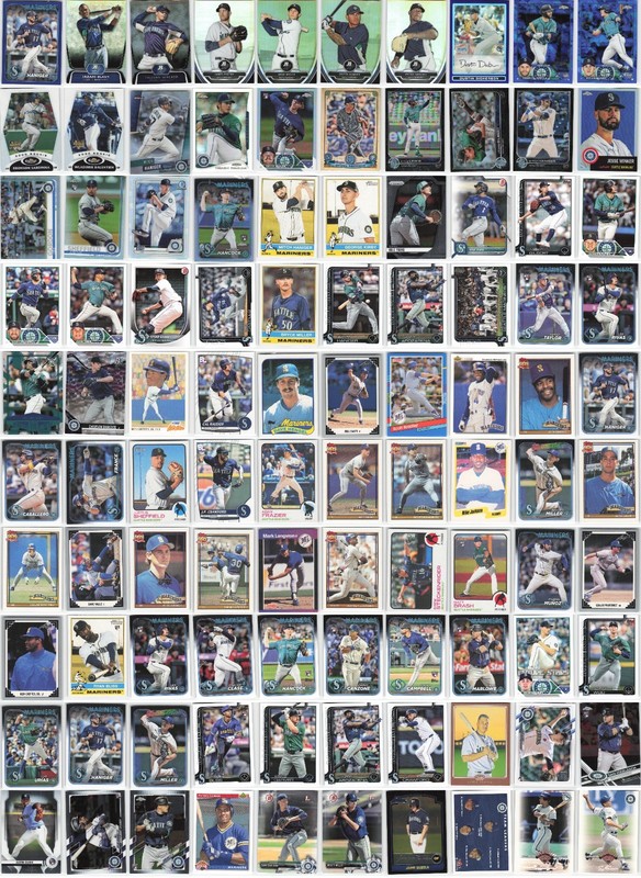 (100) Seattle Mariners Team Lot MLB Baseball Cards Collection