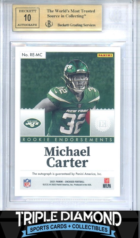 2021 Encased Michael Carter Rookie Endorsements Auto Gold #20/25 BGS 9.5 B539 gallery